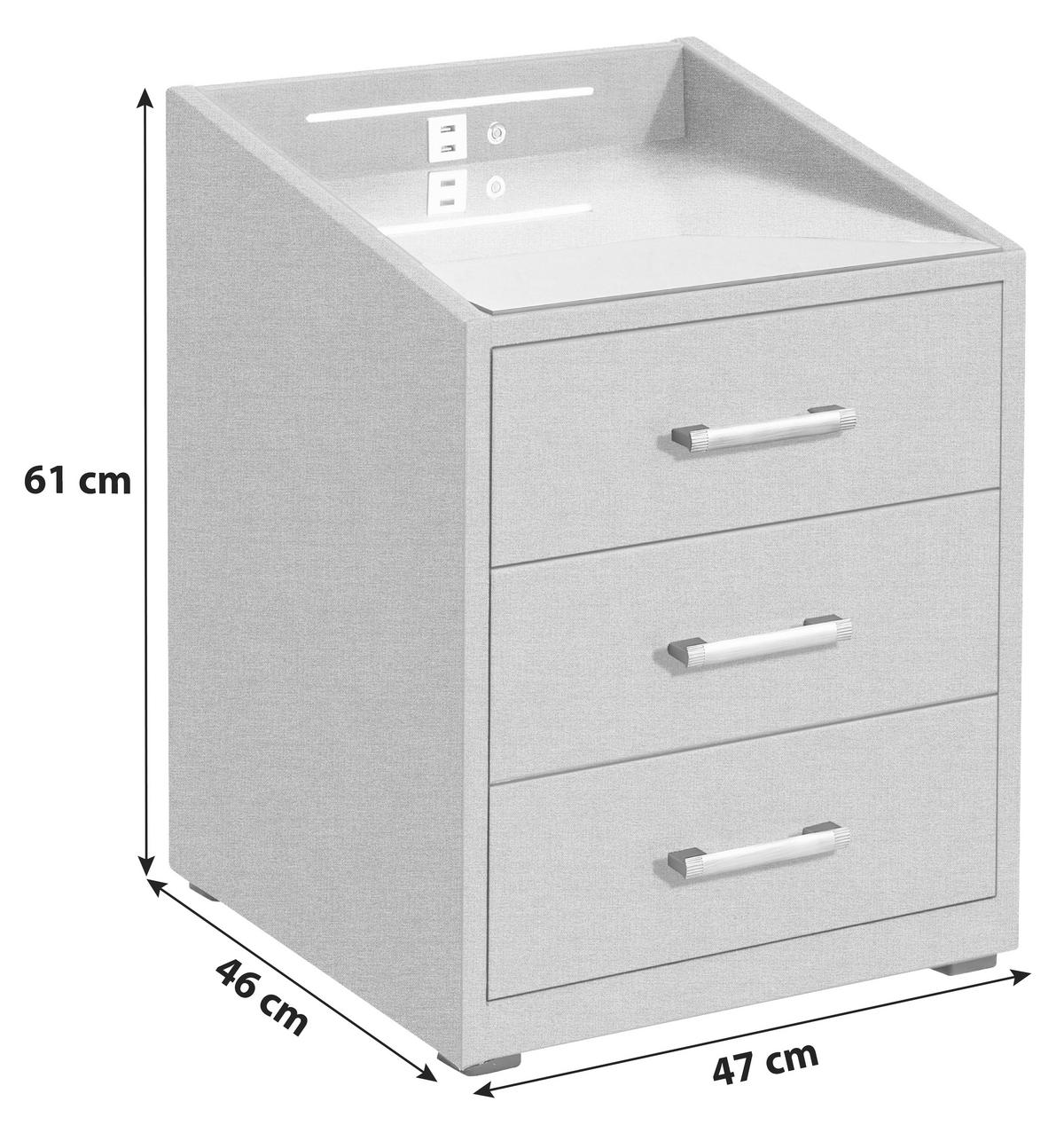 NACHTSCHRANK 47/61/46 cm  - Silberfarben/Grau, Basics, Holzwerkstoff/Kunststoff (47/61/46cm) - MID.YOU