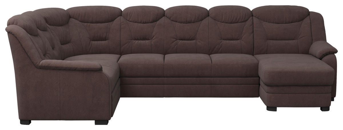 WOHNLANDSCHAFT  in Chenille Braun  - Schwarz/Braun, Basics, Kunststoff/Textil (211/330/162cm) - MID.YOU