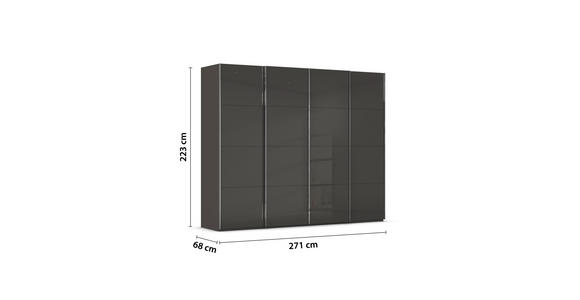 SCHWEBETÜRENSCHRANK 271/223/68 cm 4-türig Graphitfarben, Schwarz - Chromfarben/Graphitfarben, Design, Glas/Holzwerkstoff (271/223/68cm) - Novel