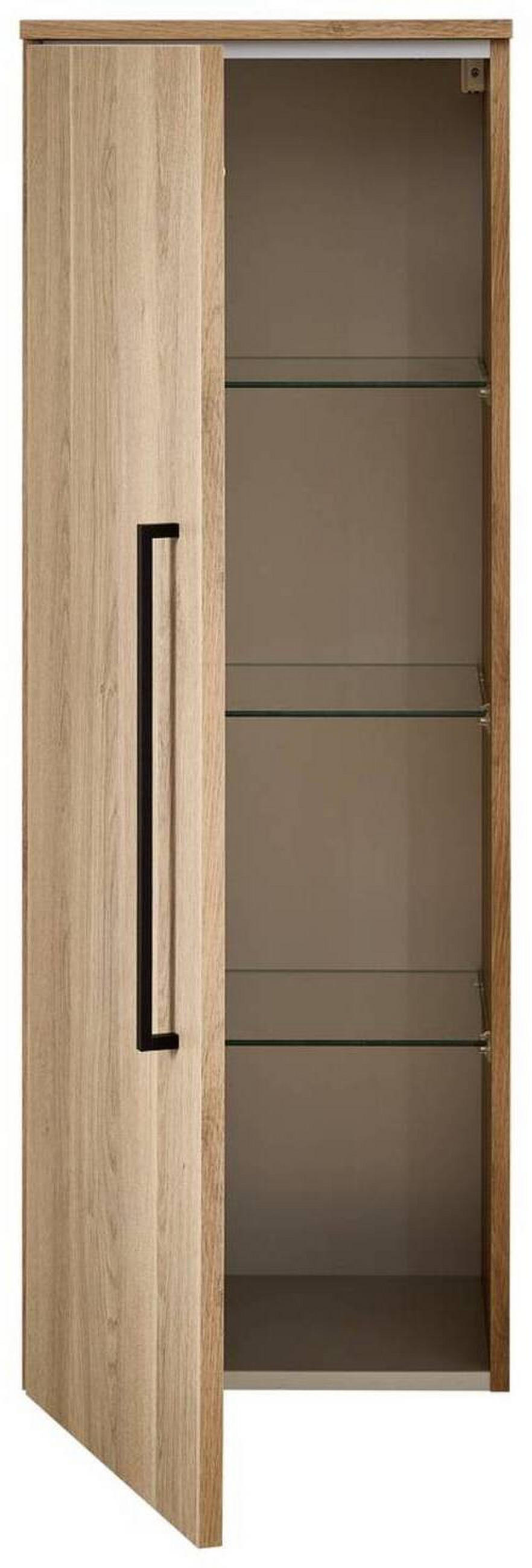 MIDISCHRANK 40/113,6/30 cm  - Eichefarben/Schwarz, KONVENTIONELL, Glas/Holzwerkstoff (40/113,6/30cm) - Novel