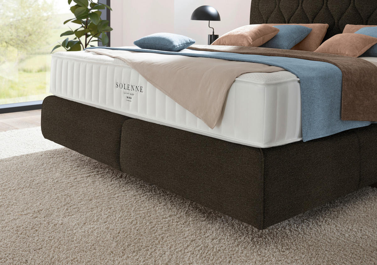 BOXSPRINGBETT 180/200 cm  in Dunkelbraun  - Dunkelbraun/Schwarz, Design, Kunststoff/Textil (180/200cm) - Johann Jakob