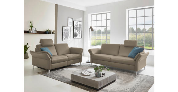 3-SITZER-SOFA Latina in Echtleder Greige   - Greige/Alufarben, Design, Leder/Metall (190/82/99cm) - Dieter Knoll