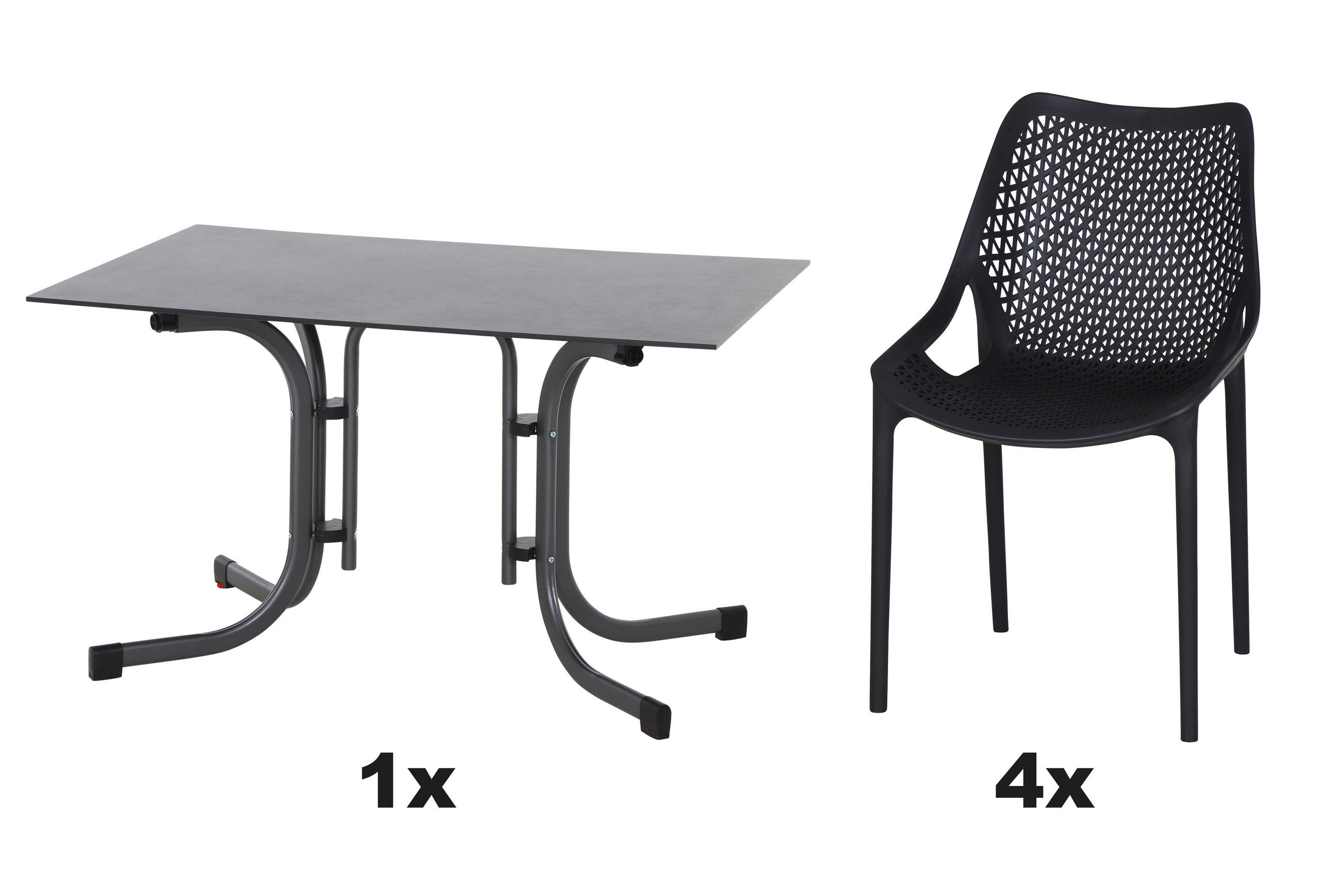 GARTENGARNITUR 5-teilig Stahl  - Anthrazit, Basics, Kunststoff/Metall (80/84/120cm) - Siena Garden