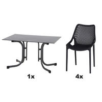 GARTENGARNITUR 5-teilig Stahl  - Anthrazit, Basics, Kunststoff/Metall (80/84/120cm) - Siena Garden