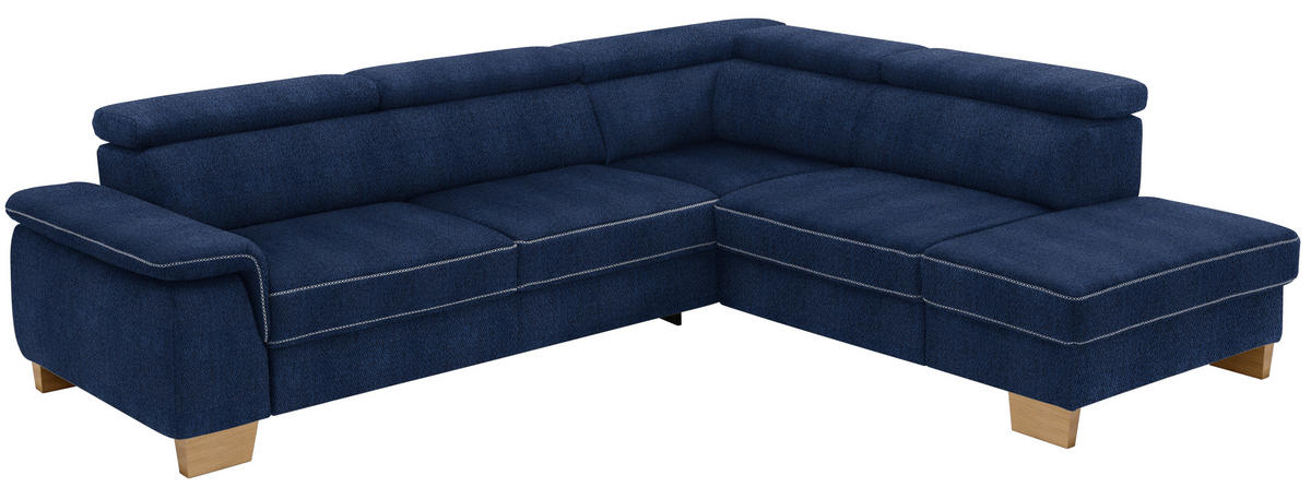 ECKSOFA in Mikrofaser Dunkelblau  273/226 cm  - Eichefarben/Beige, Natur, Holz/Textil (273/226cm) - Beldomo System