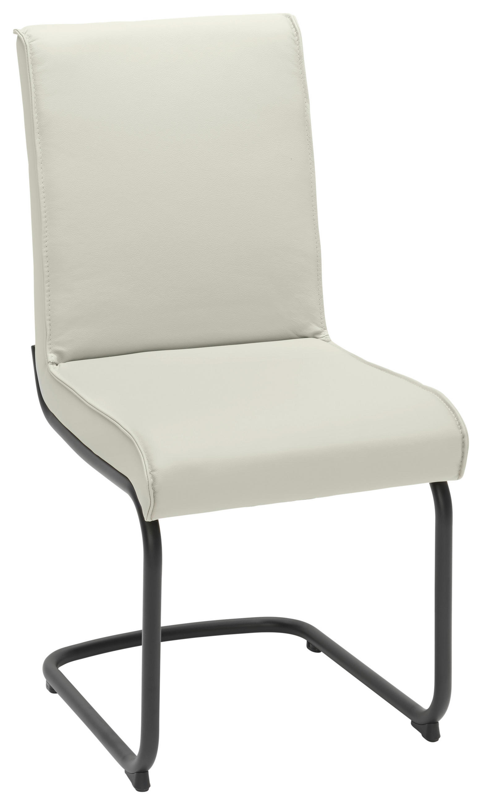 SCHWINGSTUHL Echtleder Schwarz, Hellgrau - Hellgrau/Schwarz, KONVENTIONELL, Leder/Metall (46/96/63cm) - Moderano