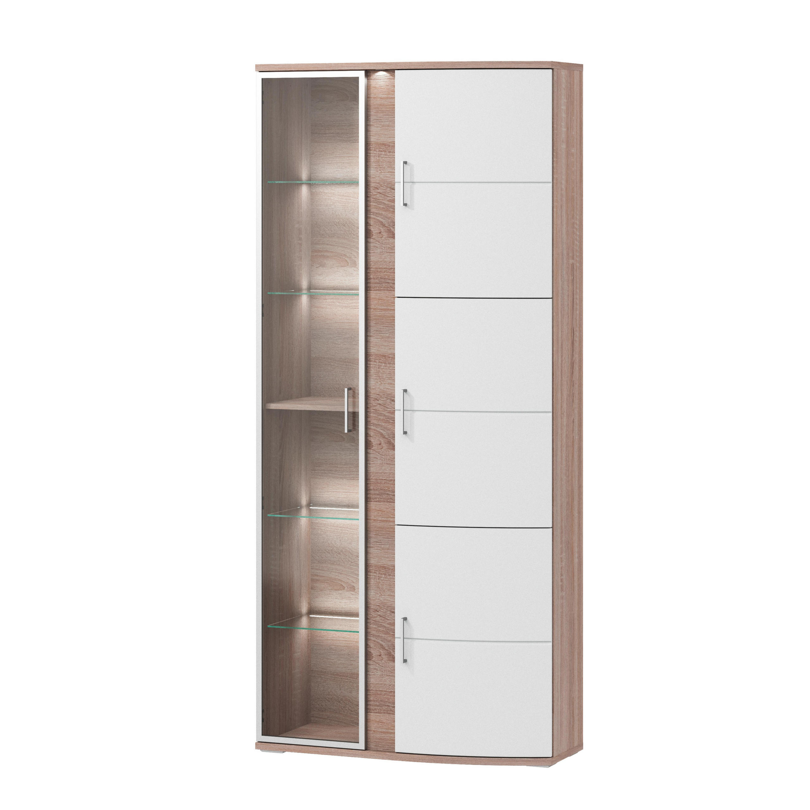 Vitrine in Weiß, Eichefarben