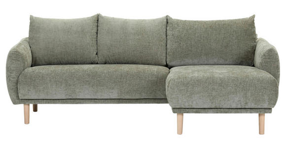 ECKSOFA  in Flachgewebe Olivgrün  230/144 cm  - Buchefarben/Olivgrün, KONVENTIONELL, Holz/Textil (230/144cm) - Carryhome