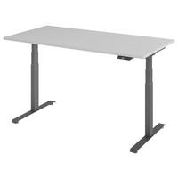 SCHREIBTISCH 160/80/64,5-129,5 cm Graphitfarben, Grau elektrisch höhenverstellbar  - Graphitfarben/Grau, KONVENTIONELL, Holzwerkstoff/Metall (160/80/64,5-129,5cm) - Venda