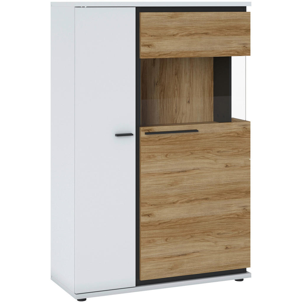 Vitrine Salinas Weiß Eichefarben/glasfront Rechts