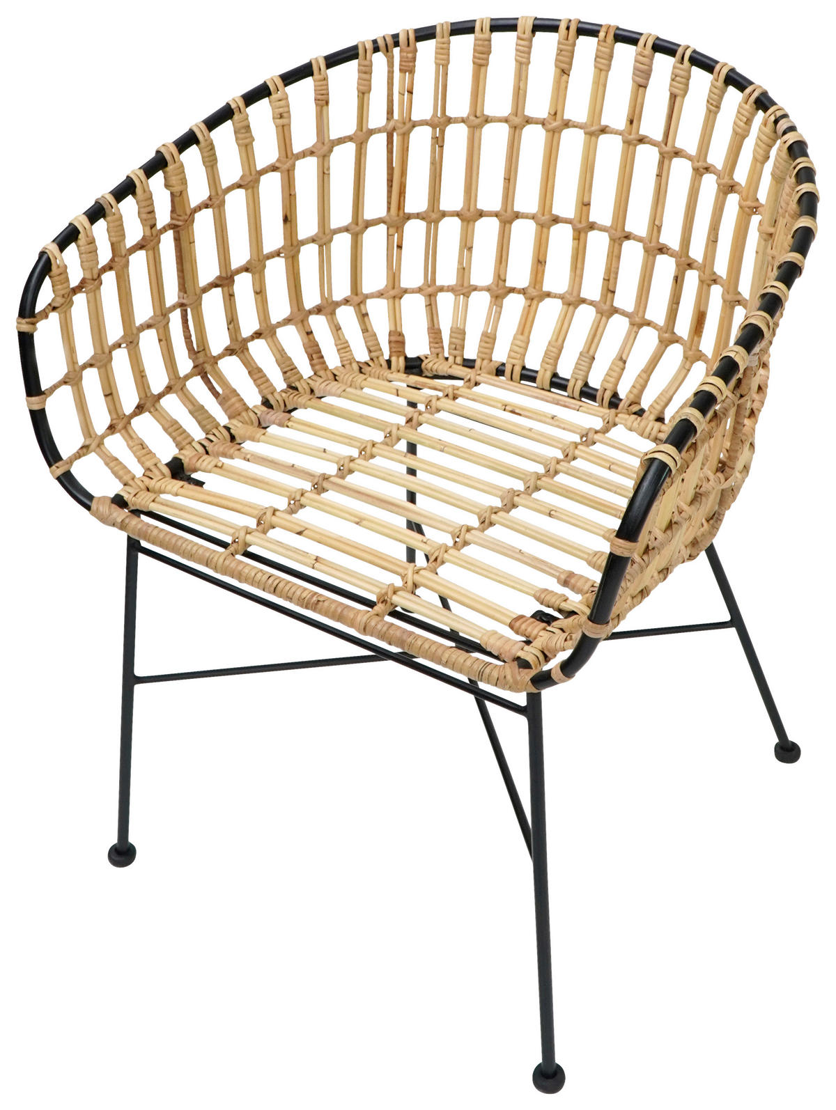 RATANOVÉ KŘESLO, přírodní materiály, přírodní barvy - černá/přírodní barvy, Natur, kov/textil (56/79/65cm) - Livetastic