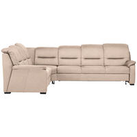 ECKSOFA in Mikrofaser Beige  245/303 cm  - Beige/Schwarz, KONVENTIONELL, Holz/Textil (245/303cm) - Beldomo Comfort