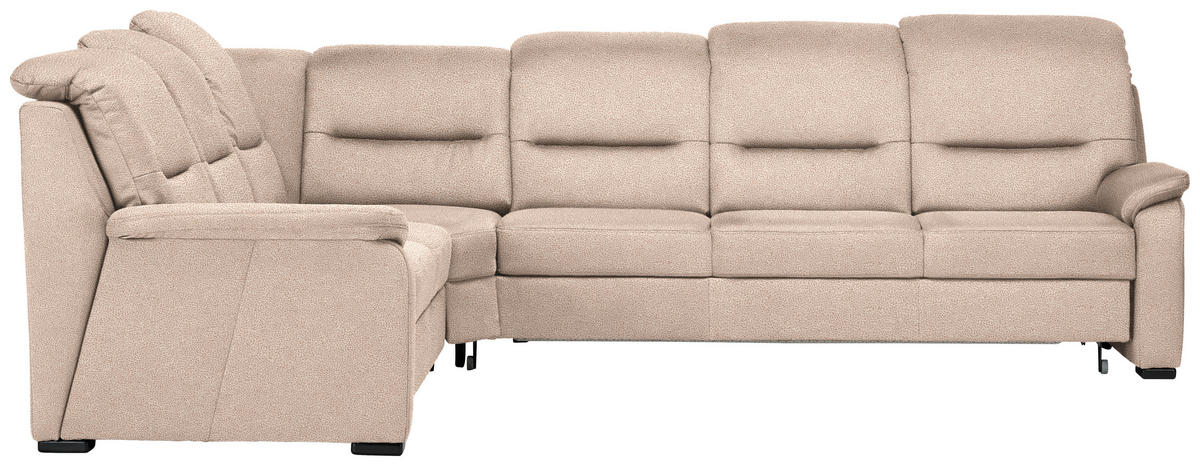 ECKSOFA in Mikrofaser Beige  245/303 cm  - Beige/Schwarz, KONVENTIONELL, Holz/Textil (245/303cm) - Beldomo Comfort