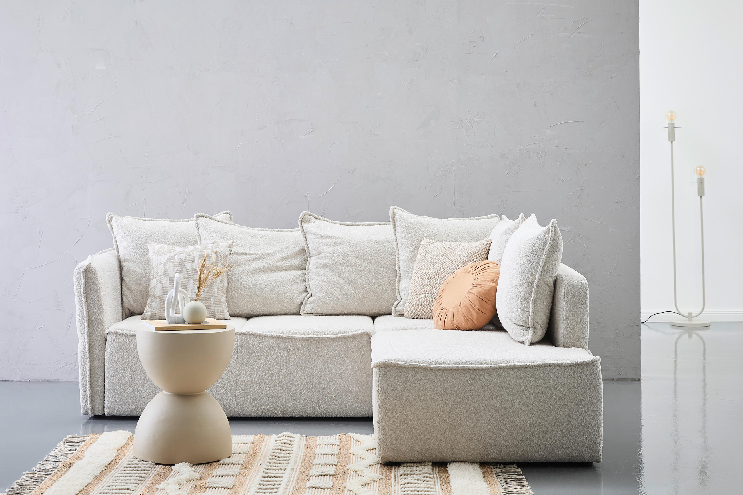 ECKSOFA in Chenille Beige  - Beige/Schwarz, Konventionell, Kunststoff/Textil (233/193cm) - Carryhome