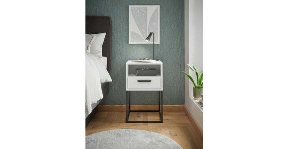 NACHTKÄSTCHEN 40/65/39 cm  in Weiß  - Schwarz/Weiß, Design, Holzwerkstoff/Kunststoff (40/65/39cm) - Carryhome