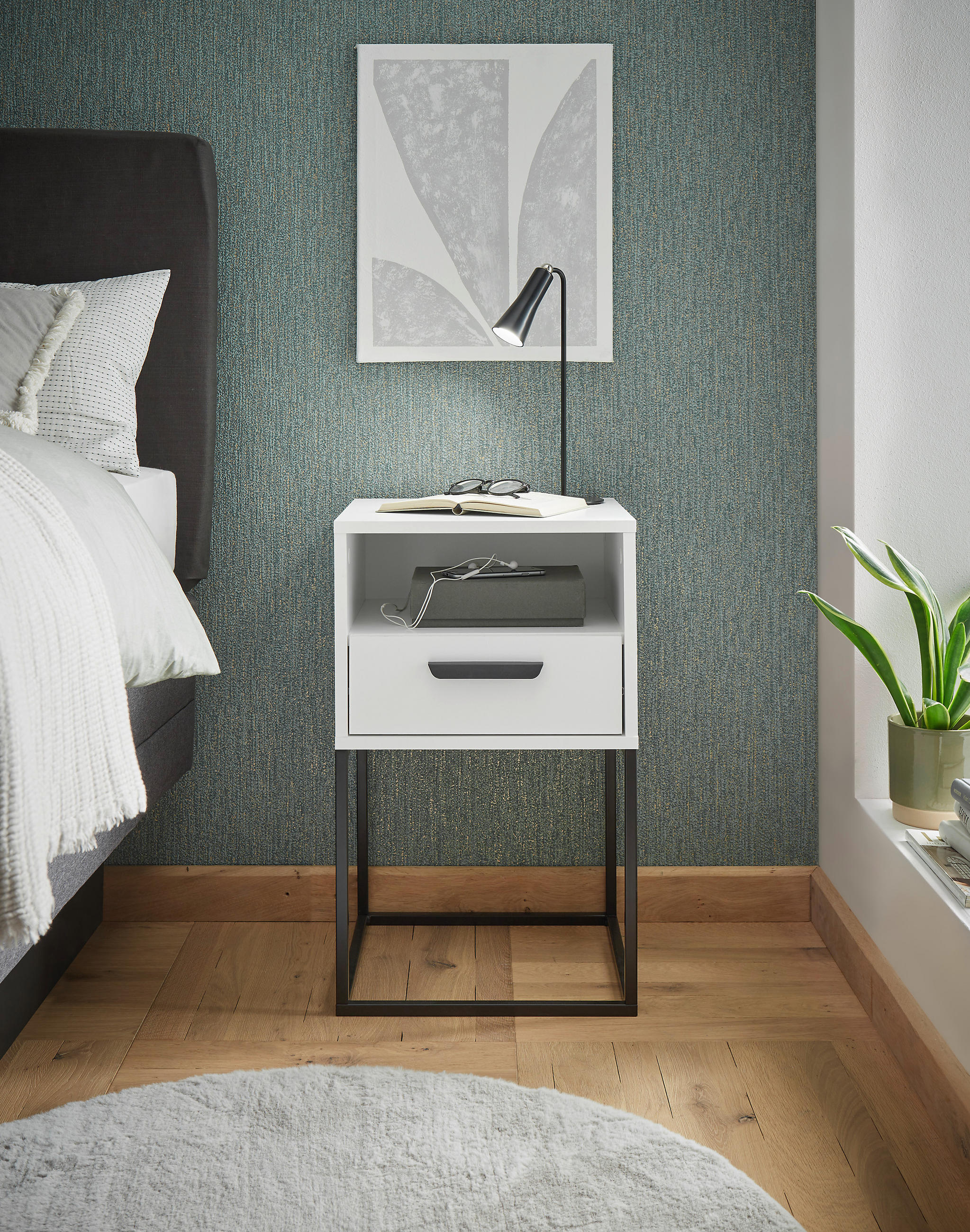 NACHTSCHRANK 40/65/39 cm  - Schwarz/Weiß, Design, Holzwerkstoff/Kunststoff (40/65/39cm) - Boxxx