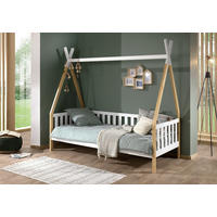 DOMČEKOVÁ POSTEĽ, 90/200 cm biela, farba borovice - biela/farba borovice, Modern, drevo (90/200cm) - MID.YOU