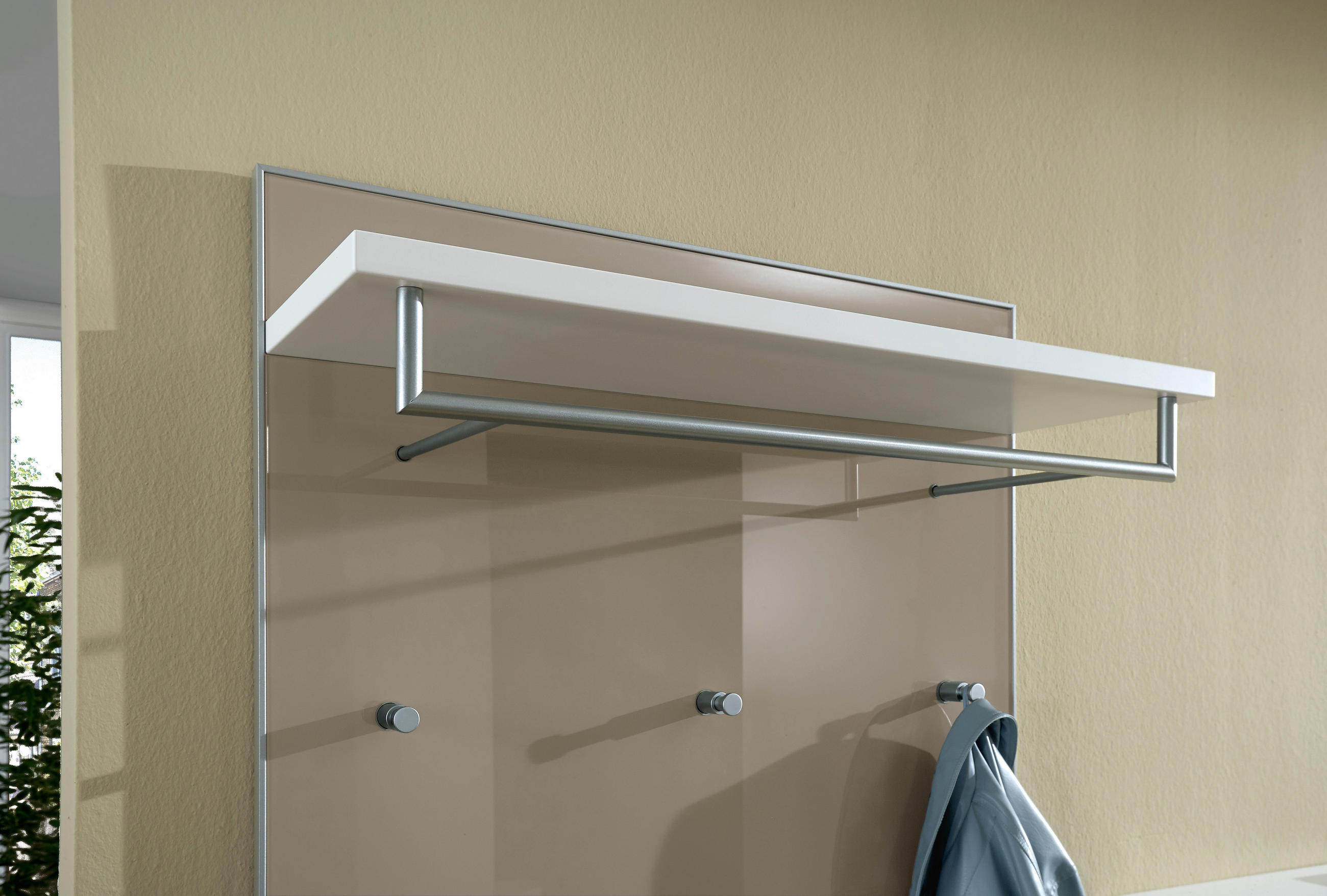 GARDEROBENPANEEL in 80/109/27 cm - Taupe/Weiß, Design, Glas/Holzwerkstoff (80/109/27cm) - Novel