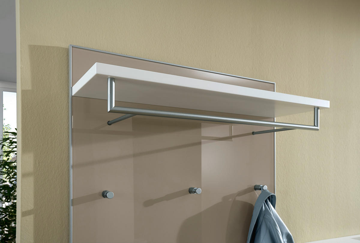 GARDEROBENPANEEL  in 80/170/27 cm  - Taupe/Weiß, Design, Glas/Holzwerkstoff (80/170/27cm)