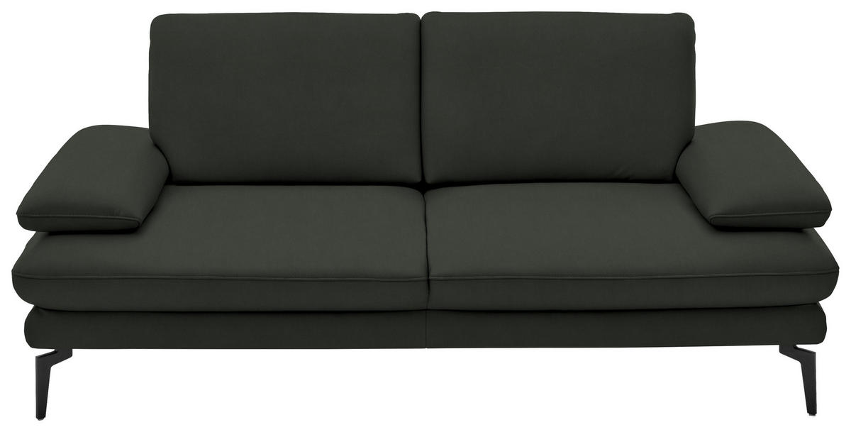 2,5-SITZER in Echtleder Dunkelgrün  - Dunkelgrün/Schwarz, Design, Leder/Metall (196/86/104cm) - Dieter Knoll