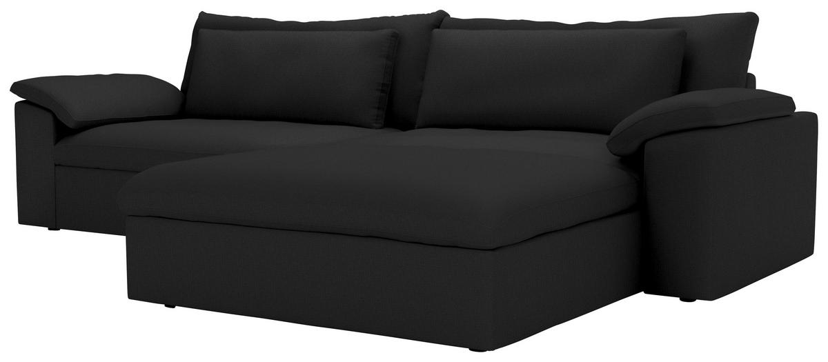 ECKSOFA  Chenille Schwarz  - Schwarz, Modern, Kunststoff/Textil (306/198cm) - Carryhome