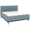 POLSTERBETT 180/200 cm,  in Blau, Matratze, Lattenrost, Bettkasten, H3 + H3 = fest  - Blau/Eichefarben, Design, Holz/Textil (180/200cm) - Musterring