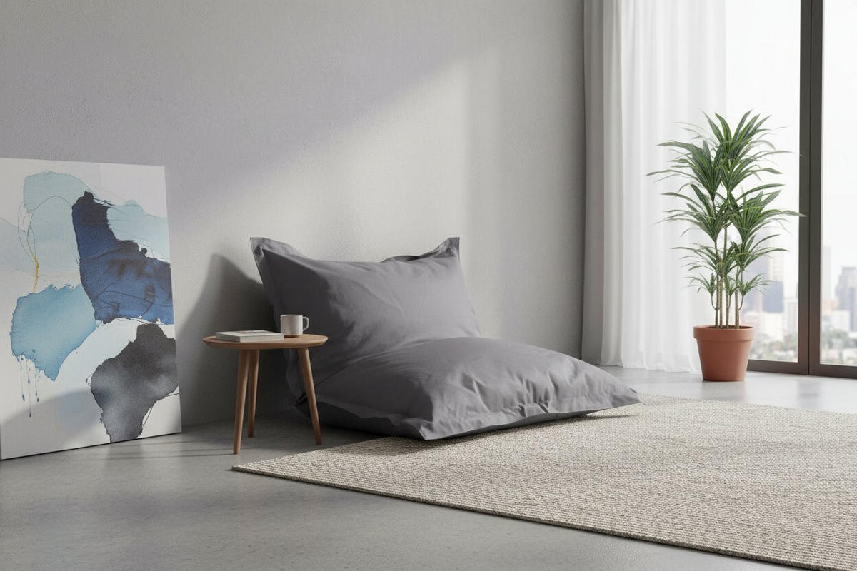 SITZSACK Webstoff 380 L  - Grau, Design, Textil (140/180/14cm) - Boxxx