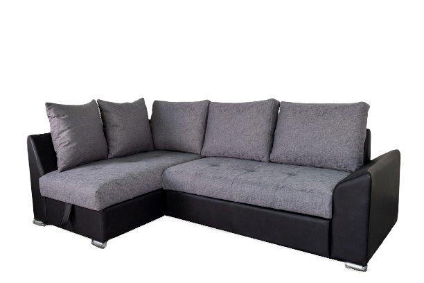 SJEDEĆA GARNITURA drvo, plastika, tekstil, drvni materijal  siva, crna   - siva/crna, Design, drvni materijal/drvo (150/240cm)