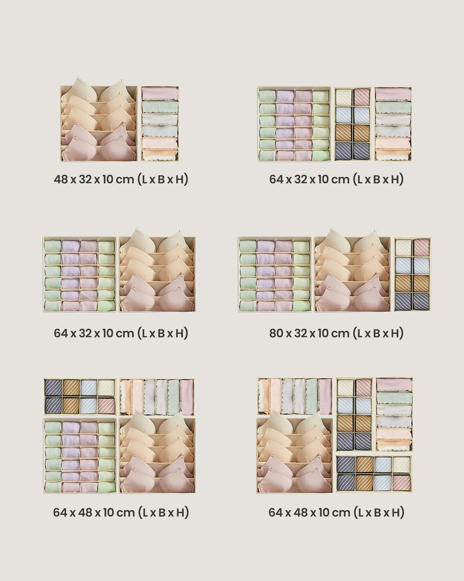 SCHUBLADENEINTEILUNG - Aprikose, Basics, Papier/Textil (32/32/10/32/16cm)