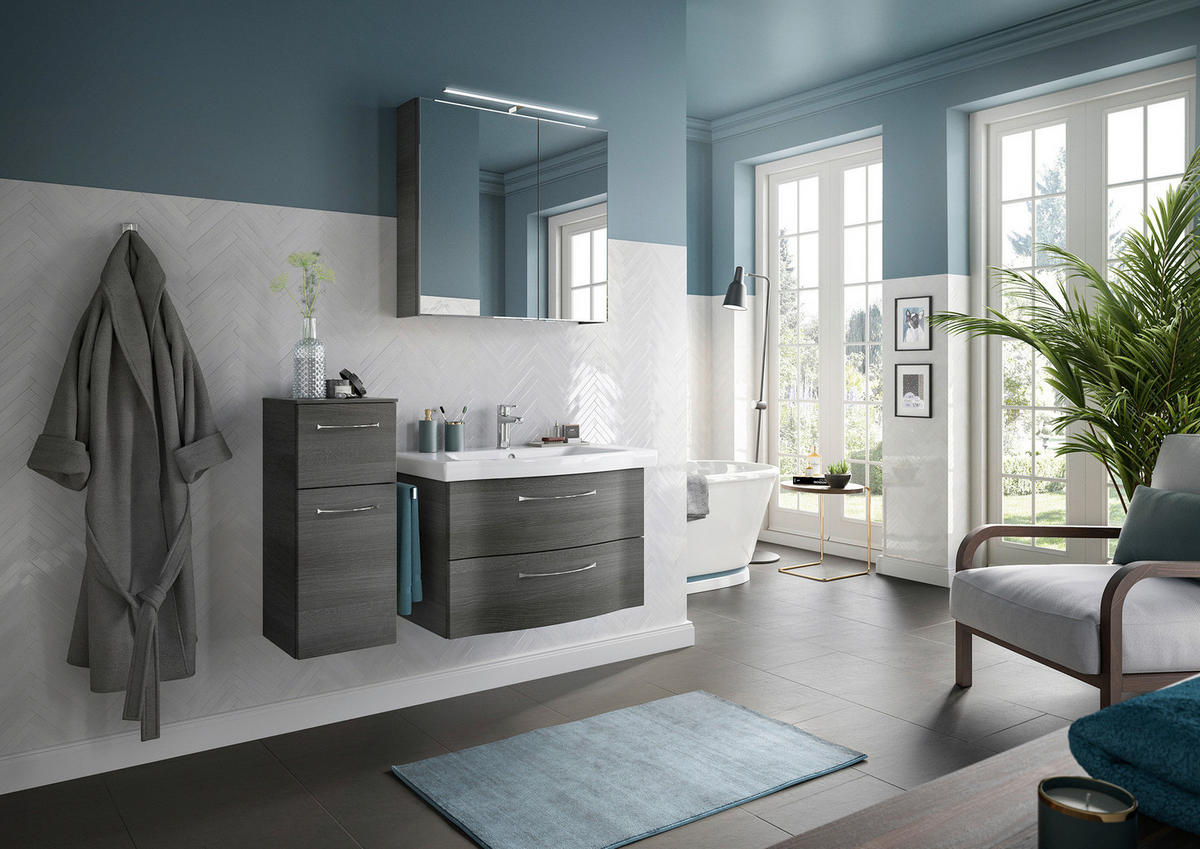 BADEZIMMER 4-teilig  in 112 cm  - Chromfarben/Graphitfarben, KONVENTIONELL, Glas/Keramik (112cm) - Pelipal