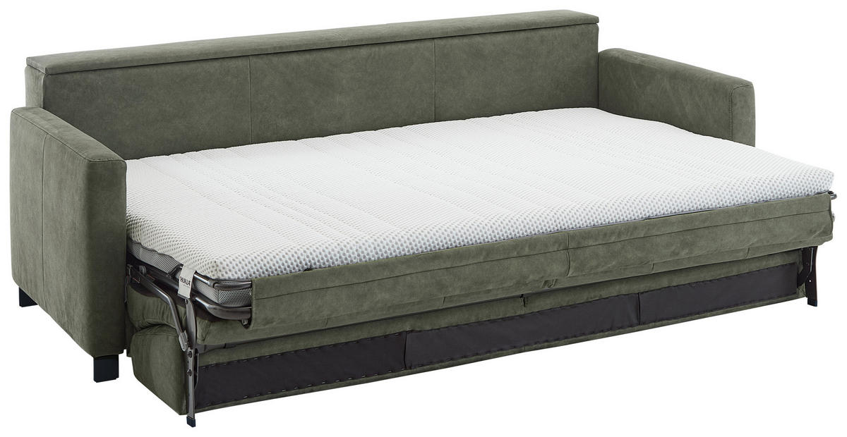 SCHLAFSOFA in Textil Dunkelgrün  - Dunkelgrün/Schwarz, Konventionell, Textil/Metall (232/77/116cm) - Dieter Knoll