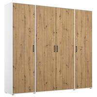 DREHTÜRENSCHRANK 187/194/53 cm 4-türig Weiß, Eiche Artisan  - Eiche Artisan/Weiß, MODERN, Holzwerkstoff/Kunststoff (187/194/53cm) - Rauch Möbel