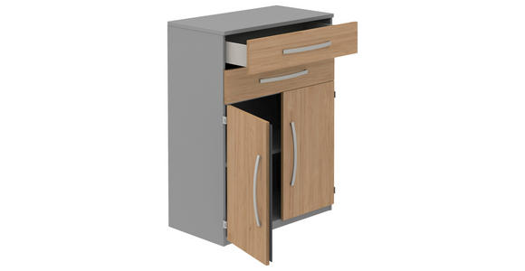 AKTENSCHRANK Grau, Eichefarben - Eichefarben/Grau, KONVENTIONELL, Holzwerkstoff (80/111,7/43cm) - Moderano