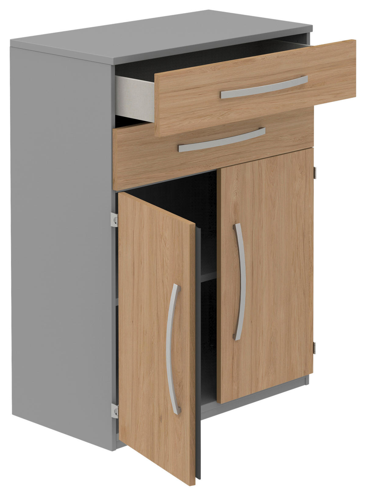 AKTENSCHRANK 80/111,7/43 cm  - Eichefarben/Grau, KONVENTIONELL, Holzwerkstoff (80/111,7/43cm) - Moderano