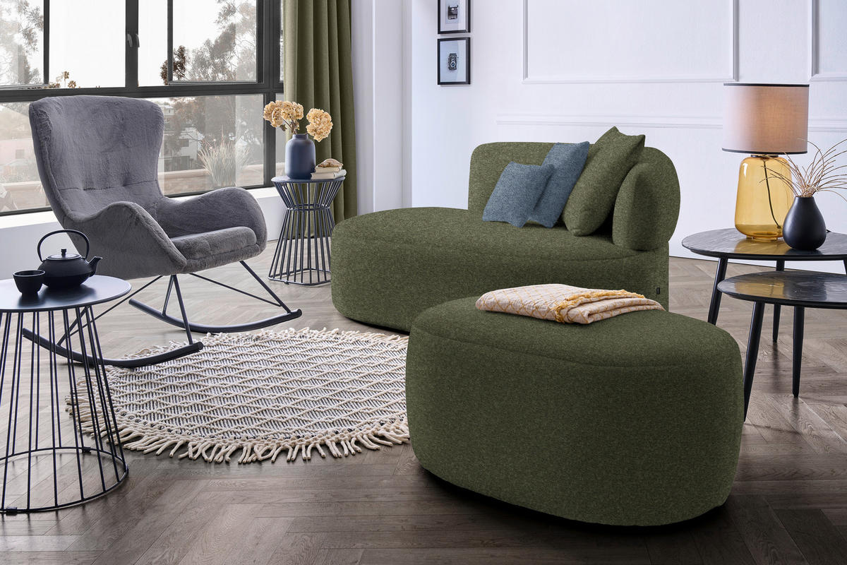 RÉCAMIERE  in Chenille Blau, Grün  - Blau/Schwarz, MODERN, Kunststoff/Textil (166/86/105cm) - Hom`in