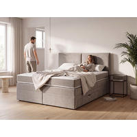 BOXSPRING KREVET 160/200 cm     bež-smeđa  - crna/bež-smeđa, Moderno, drvni materijal/tekstil (160/200cm) - Hom`in