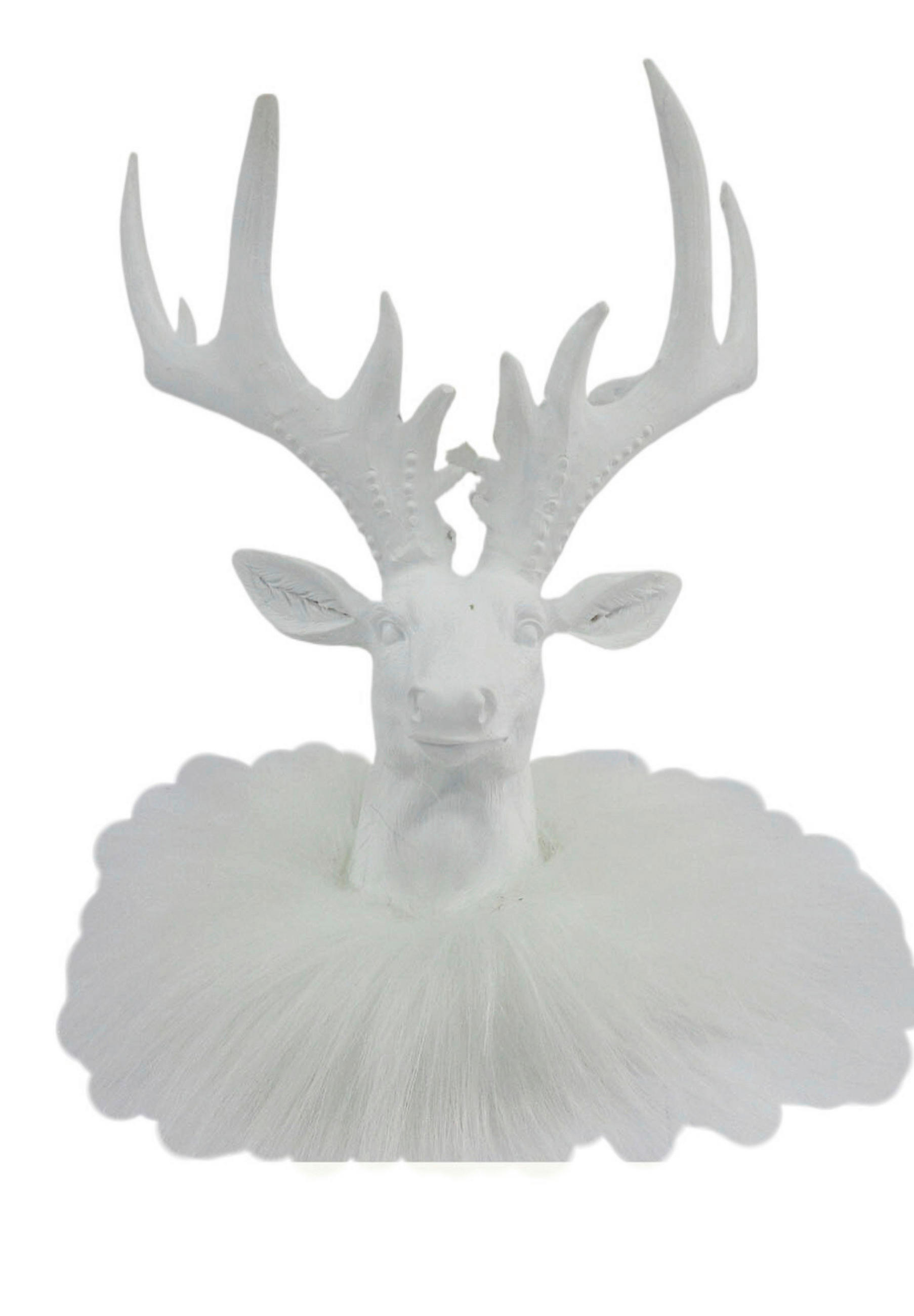 DEKOHIRSCH  - Weiß, LIFESTYLE, Kunststoff/Textil (14/16/15cm) - X-Mas