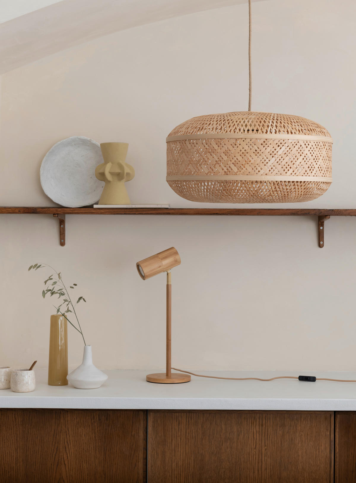 BORDSLAMPA 15,5/15,5/47 cm   - naturfärgad, Basics, naturmaterial (15,5/15,5/47cm) - Good & Mojo