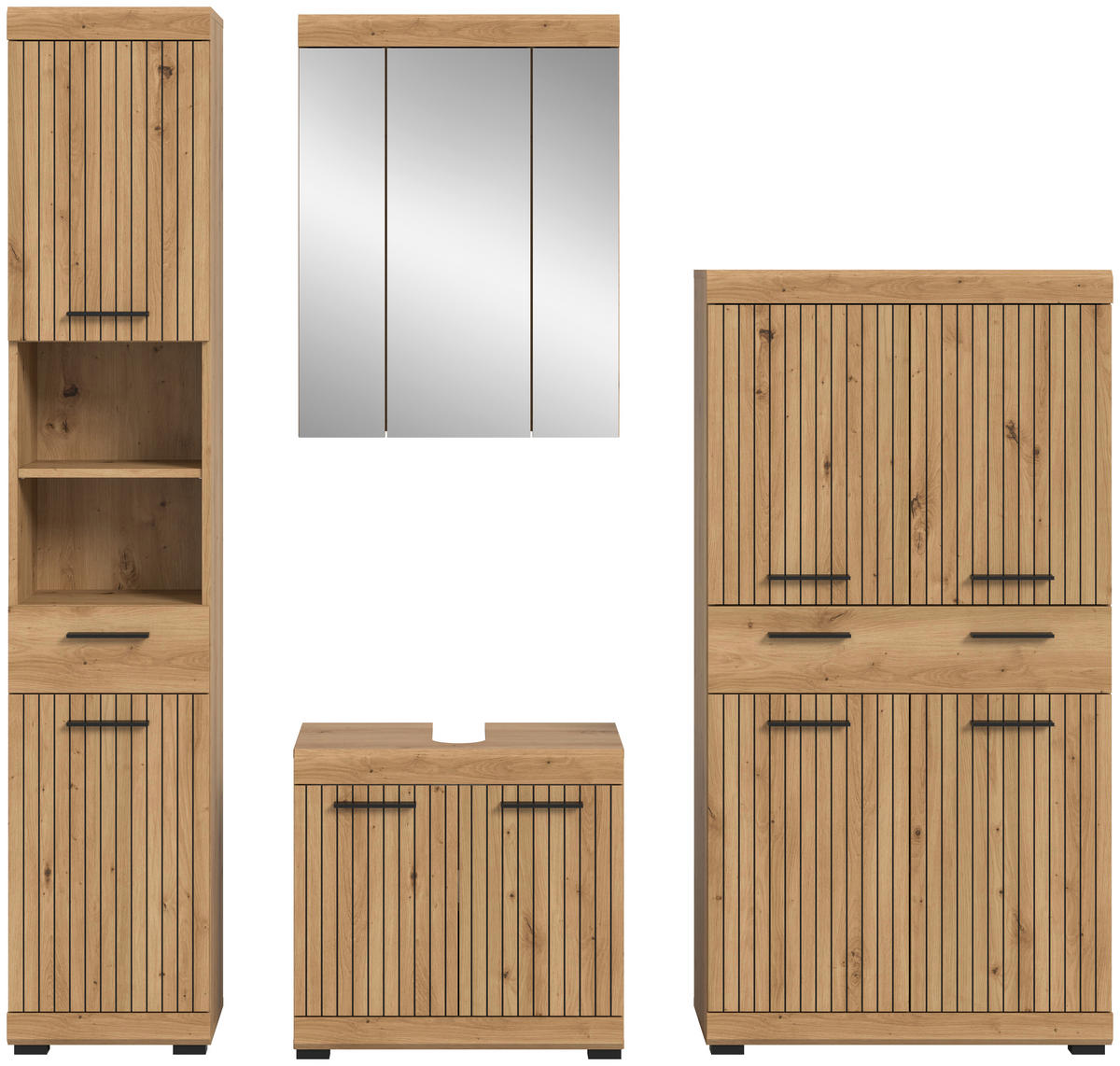 BADRUM 171 cm  - svart/ek Artisan, Trend, trämaterial/glas (171cm) - MID.YOU