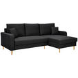 ECKSOFA in Flachgewebe Schwarz  - Eiche Wotan/Schwarz, KONVENTIONELL, Holz/Textil (255/157cm) - Carryhome