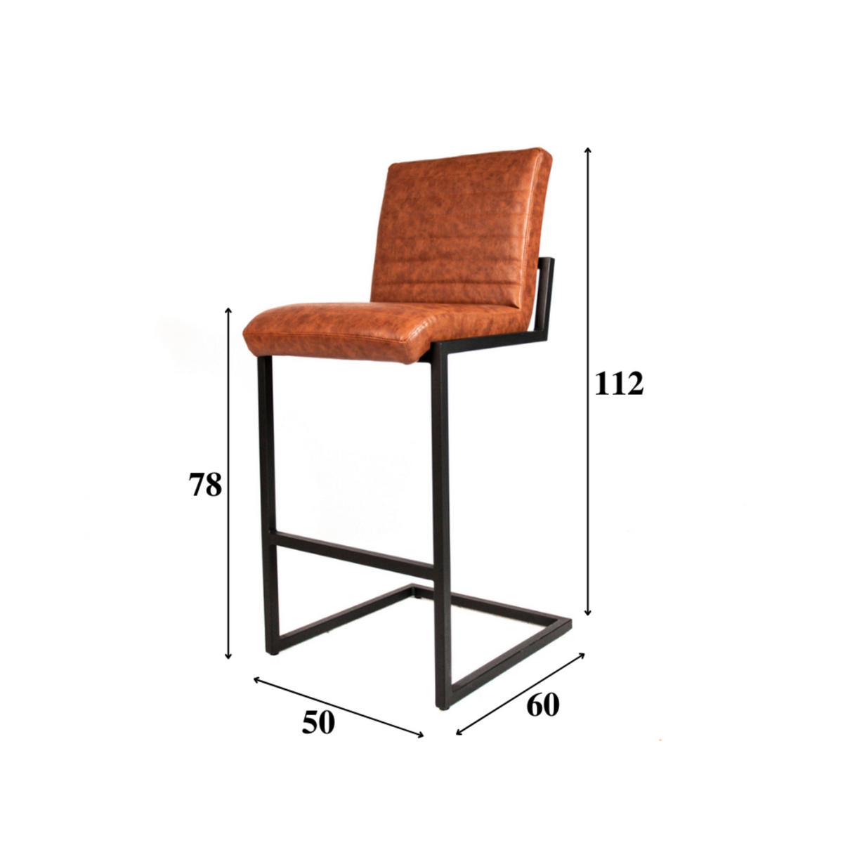 BARHOCKER-SET Lederlook Cognac  - Cognac/Schwarz, MODERN, Textil/Metall (54/100/58cm) - MID.YOU