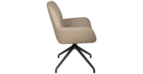 ARMLEHNSTUHL  in Aluminium, Eisen Echtleder pigmentiert  - Taupe/Schwarz, Design, Leder/Metall (64/89/65cm) - Dieter Knoll