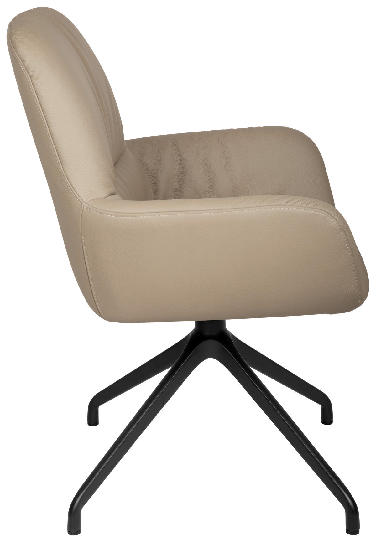 ARMLEHNSTUHL  in Aluminium, Eisen Echtleder pigmentiert  - Taupe/Schwarz, Design, Leder/Metall (64/89/65cm) - Dieter Knoll