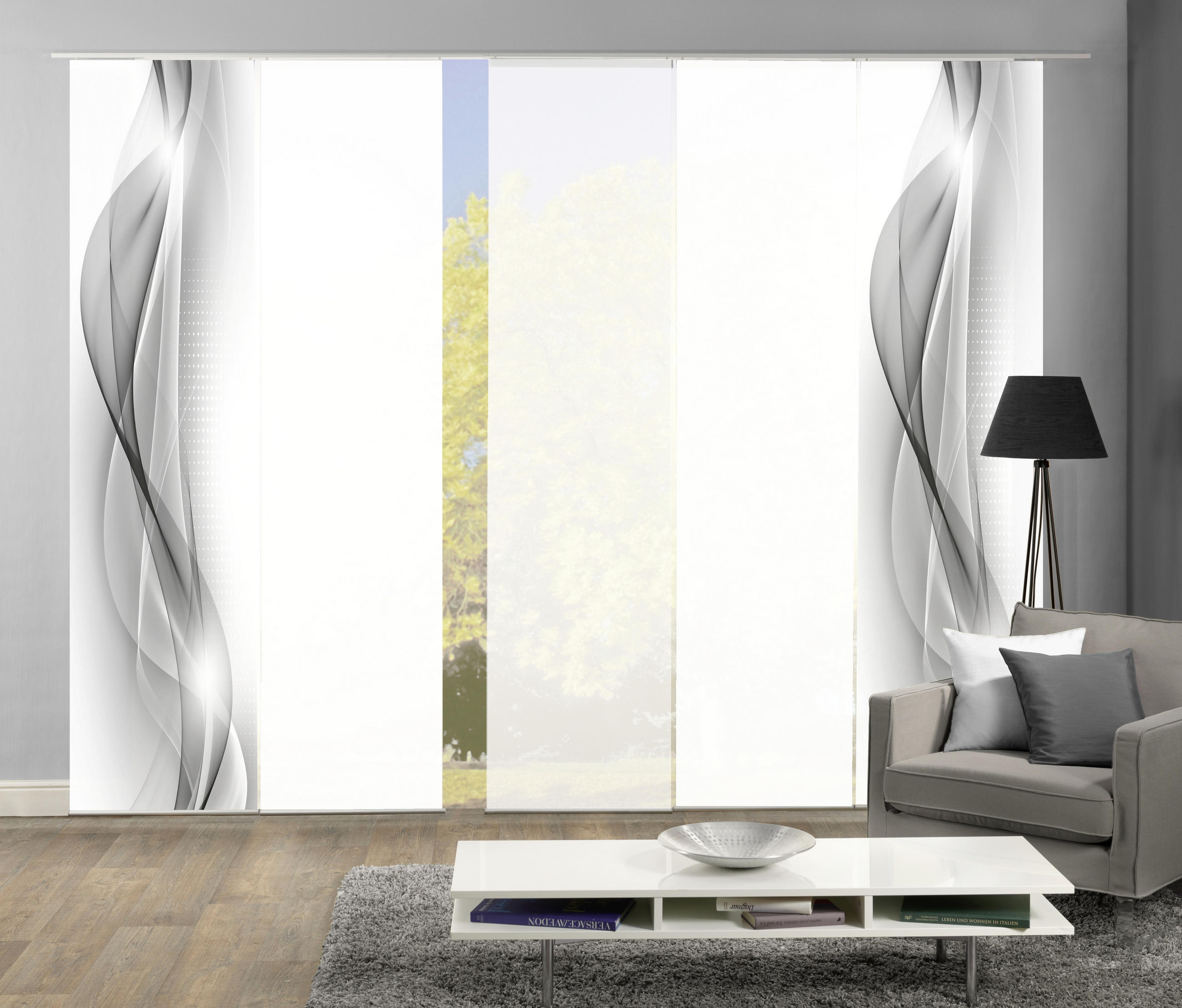FLÄCHENVORHANG NEBLANA, 5-TLG.  5 Stück  blickdicht   60/245 cm  - Grau, Basics, Textil (60/245cm)