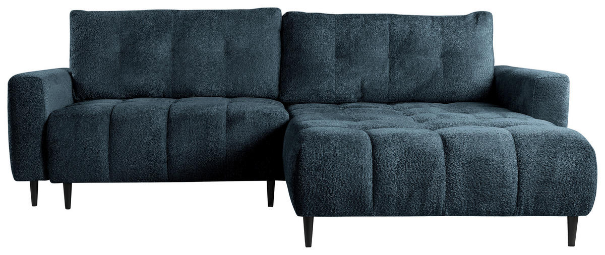 ECKSOFA Blau Chenille  - Blau/Schwarz, KONVENTIONELL, Holz/Textil (266/180cm) - Carryhome