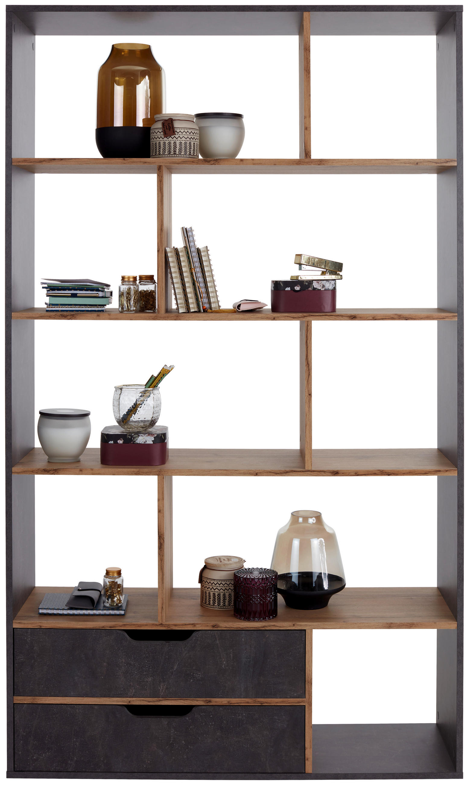 PREDELNA STENA 110/185/32 cm barve hrasta, siva  - siva/barve hrasta, Moderno, leseni material (110/185/32cm) - Carryhome