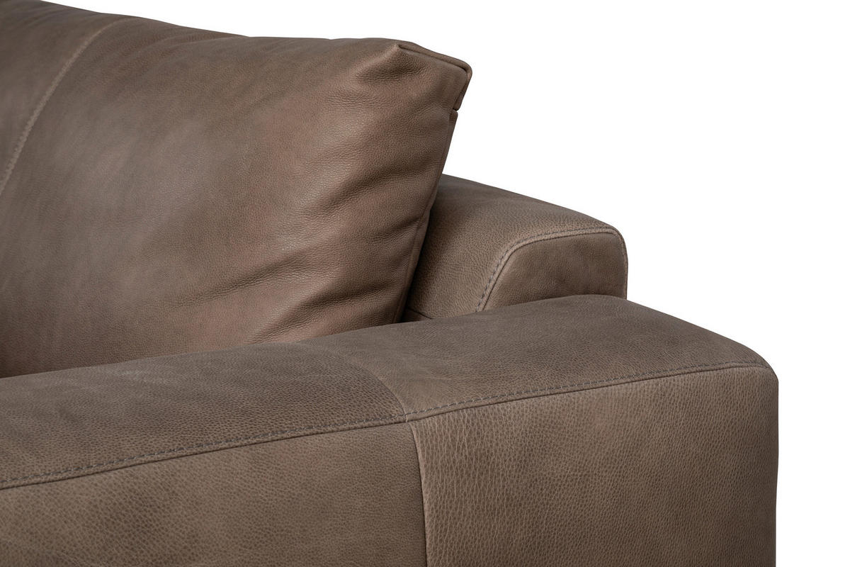 BIGSOFA Echtleder Graubraun  - Graubraun/Schwarz, Design, Leder/Kunststoff (294/87/122cm) - Designwerk