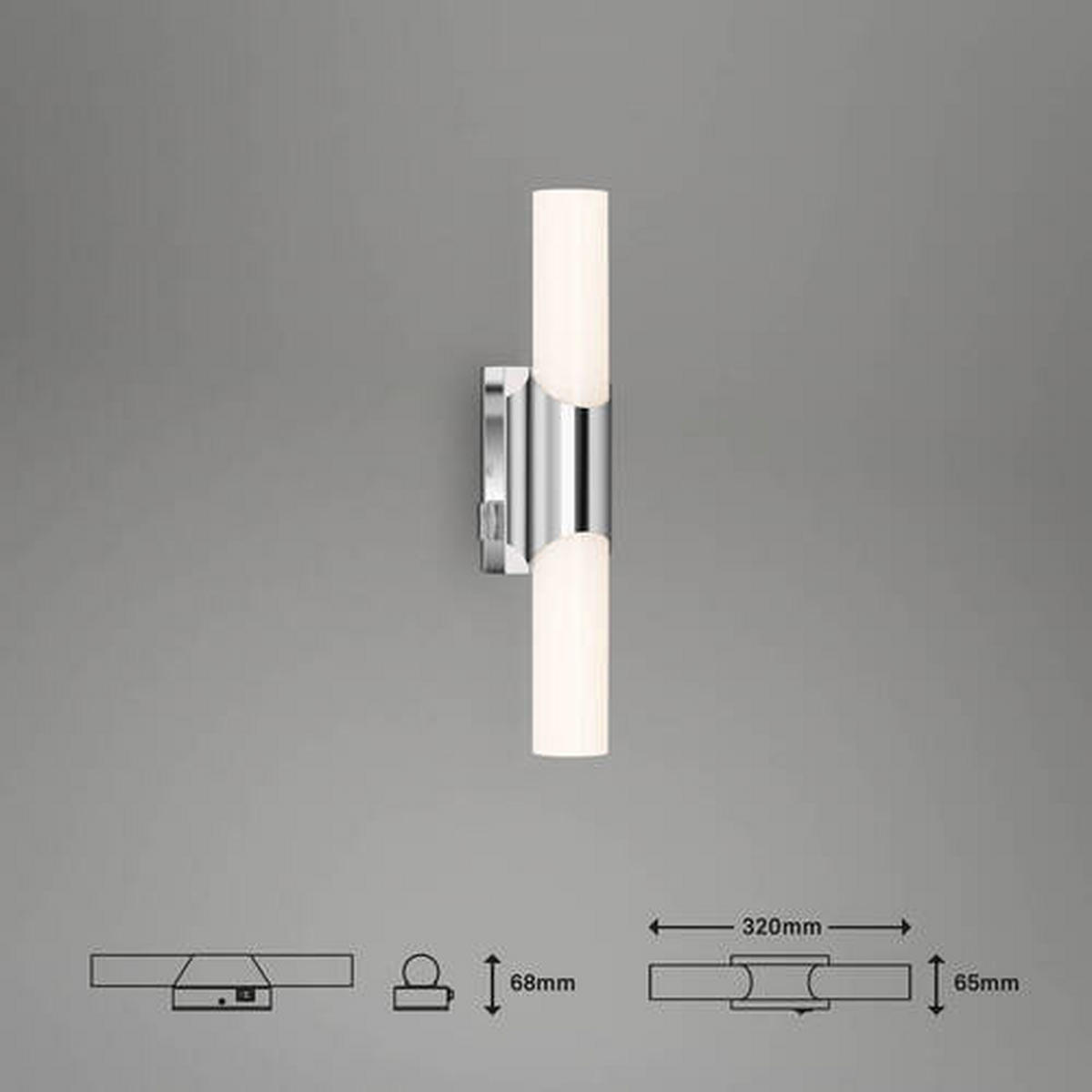 KUPAONSKA SVJETILJKA ZIDNA Klak  - boje kroma, Basics, metal/plastika (32/6,5cm)