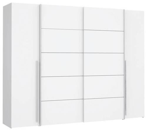 KLEIDERSCHRANK 270/210/61 cm 4-türig Weiß  - Alufarben/Weiß, MODERN, Holzwerkstoff/Kunststoff (270/210/61cm) - MID.YOU