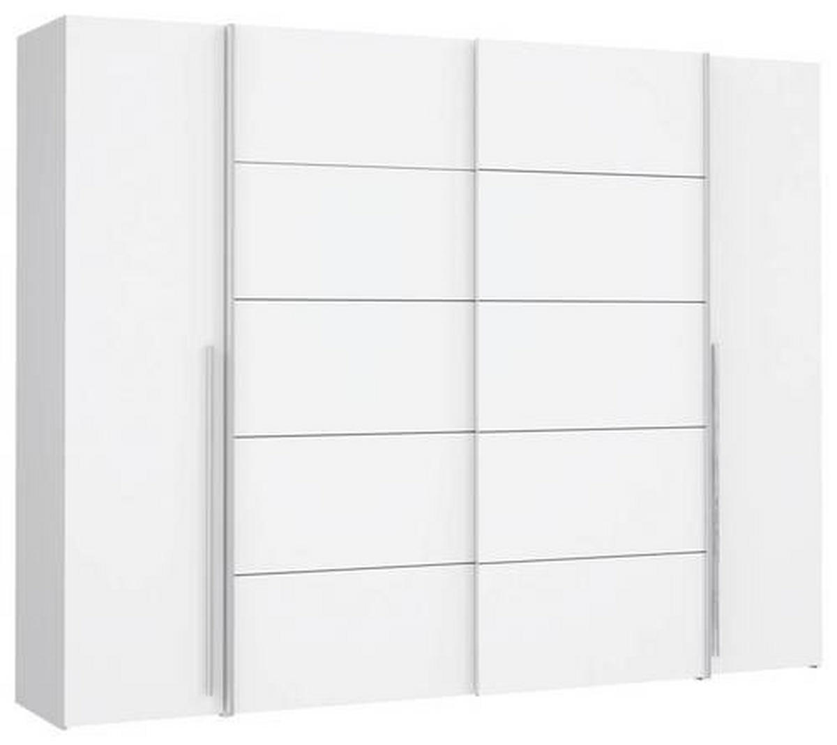 KLEIDERSCHRANK 270/210/61 cm 4-türig Weiß  - Alufarben/Weiß, MODERN, Holzwerkstoff/Kunststoff (270/210/61cm) - MID.YOU